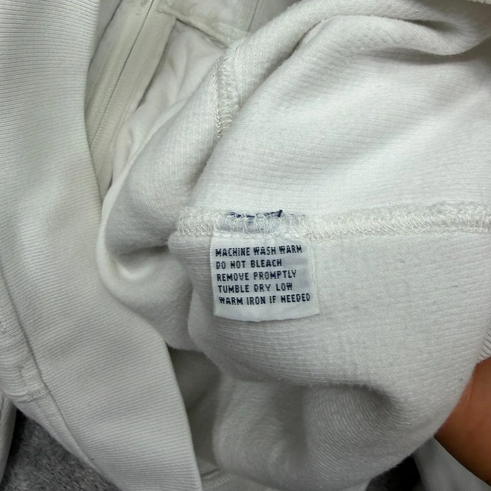 Polo Ralph Lauren Zip Up Mock Neck Sweater Large White Navy Blue Cotton Vintage